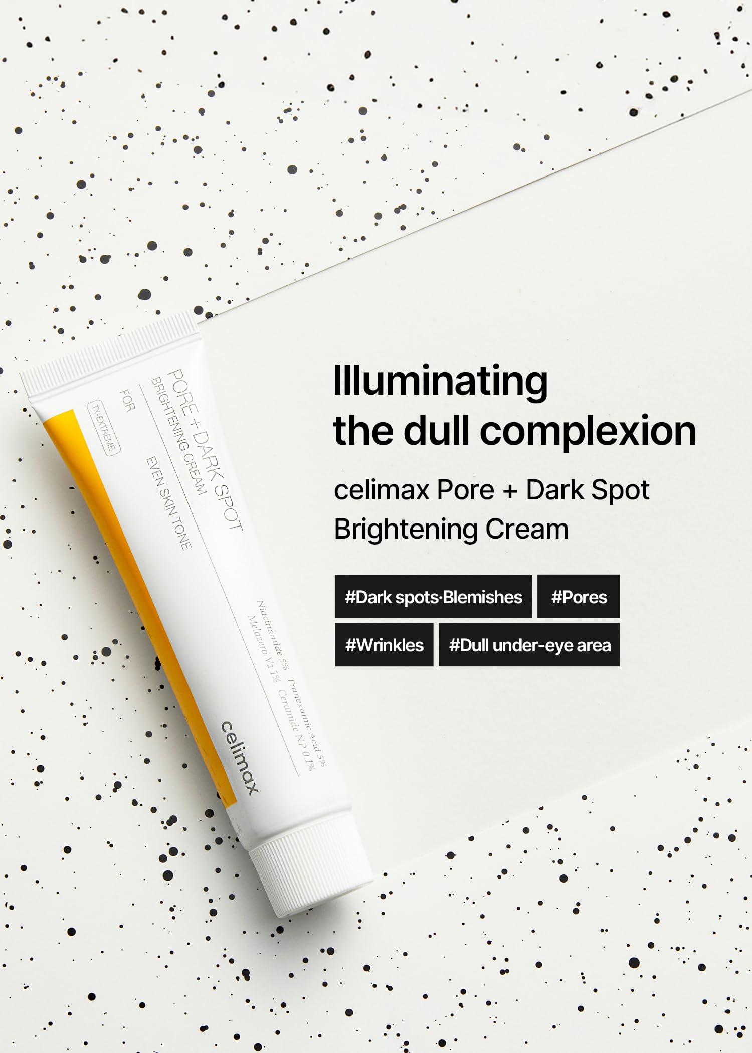 celimax Crema iluminadora de manchas oscuras Pore+, Con niacinamida, ácido tranexámico, crema TXA, minimizadora de poros, no irritante, hidratante, para pieles sensibles, crema de uso diario, 35 m