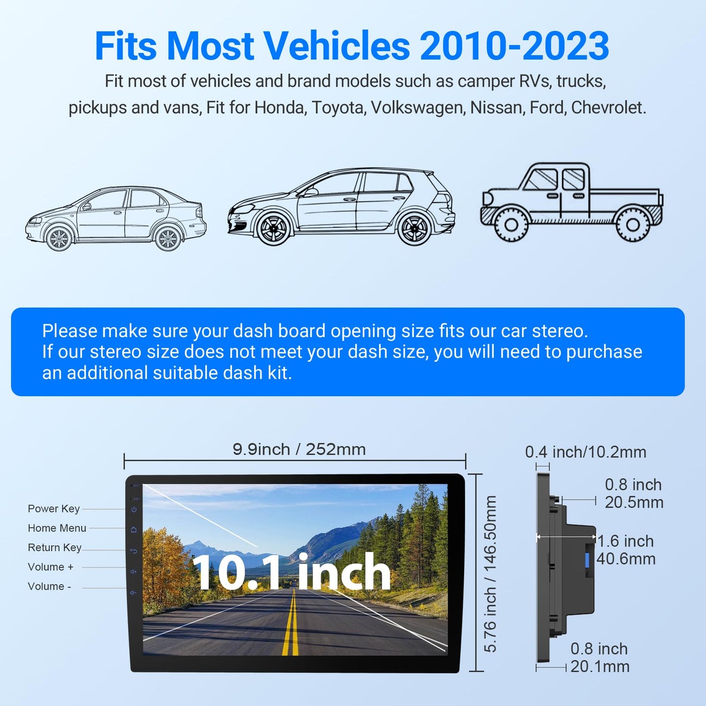 Haudio 10.1 Inch HD Carplay Screen for Car with 720P Touchscreen, Double DIN Car Stereo, 8-Core Processor, Backup Camera, 64GB Storage,GPS Navigation, USB Ports, Quick Reverse
