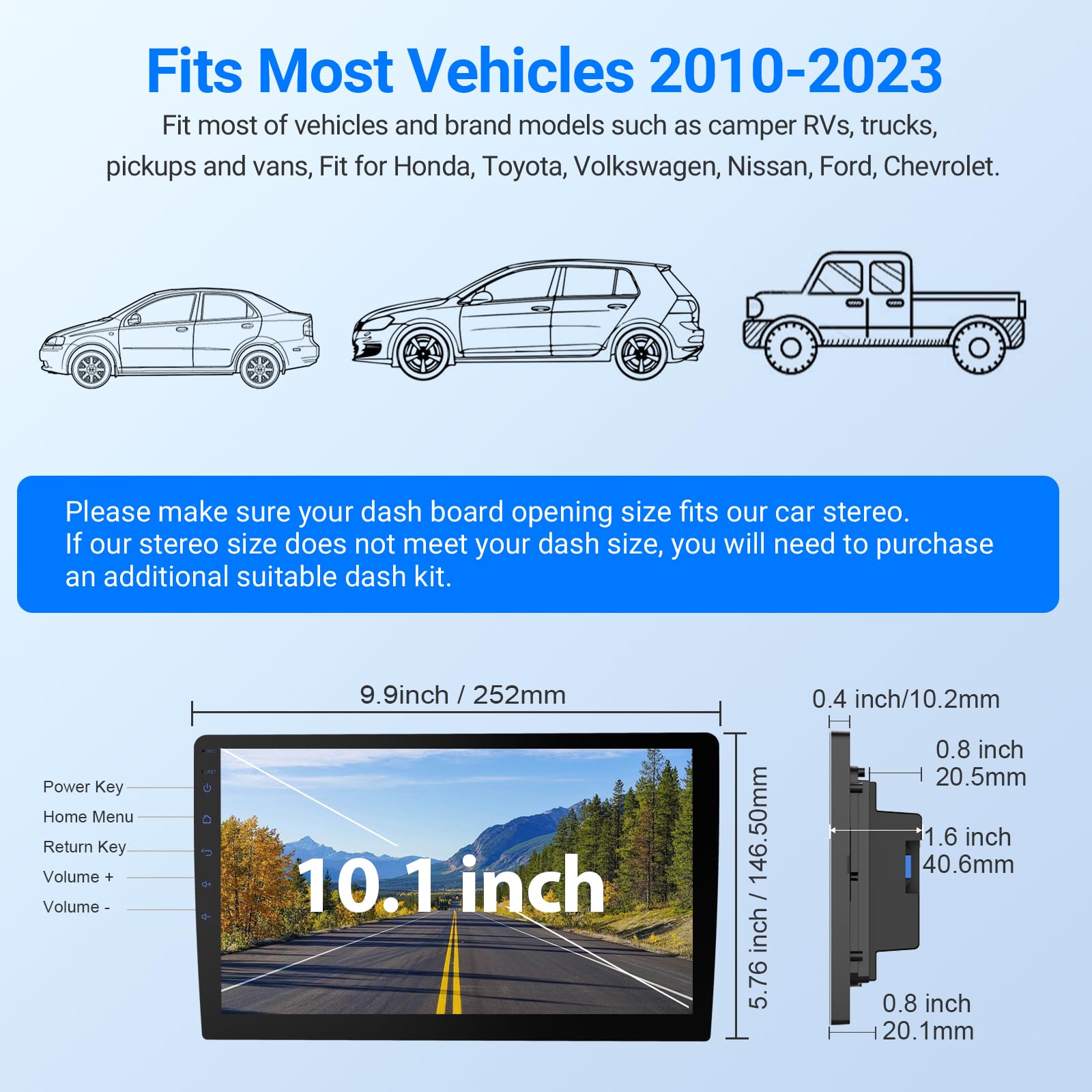 Haudio 10.1 Inch HD Carplay Screen for Car with 720P Touchscreen, Double DIN Car Stereo, 8-Core Processor, Backup Camera, 64GB Storage,GPS Navigation, USB Ports, Quick Reverse