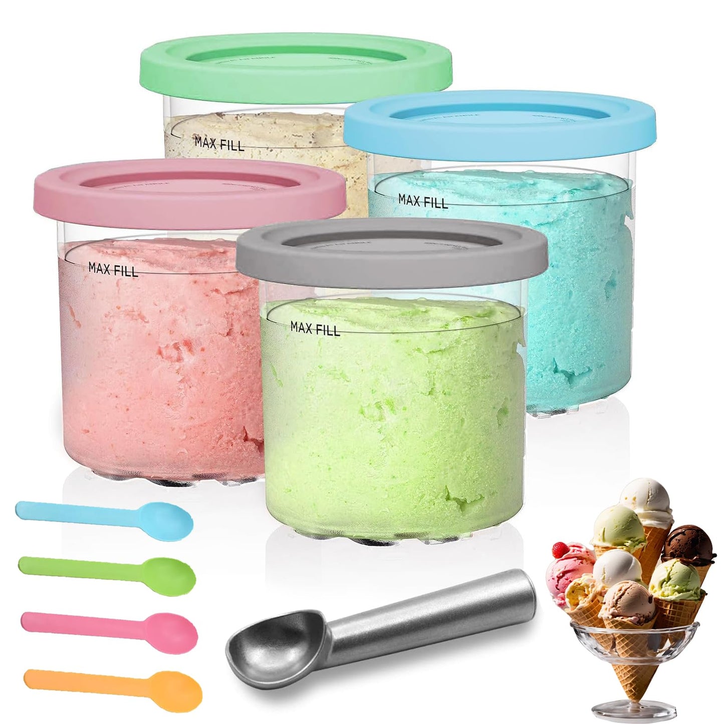 Recipientes de Repuesto Ninja Creami para Pintas y Tapas Sellados Colores
