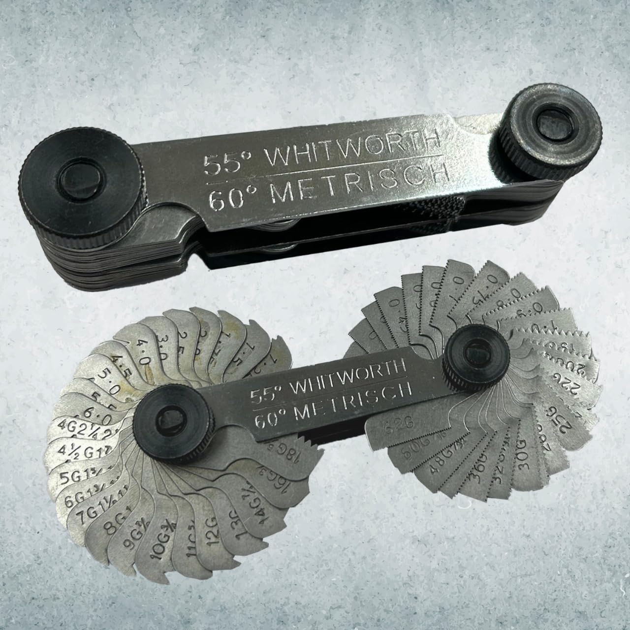 ASSORTS British Whitworth BSW & Tornillos métricos Pernos Medidor de paso de rosca 51 cuchillas