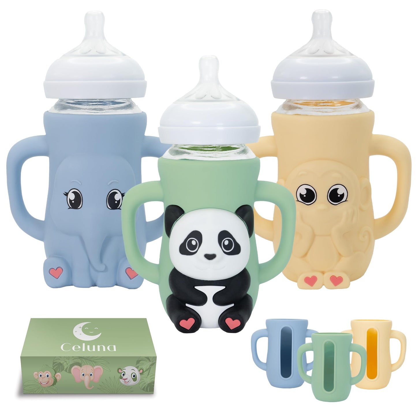 Celuna Funda de silicona para biberón Philips Avent Natural de 237 ml (8 oz) | Protector anticaídas + Asas de fácil agarre | Material seguro sin BPA | Biberón no incluido