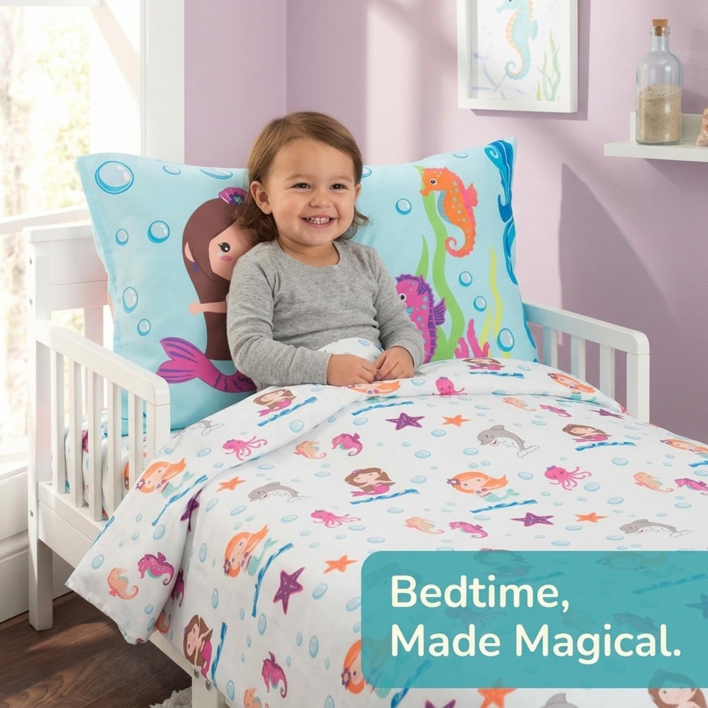 EVERYDAY KIDS Juego de sábanas y fundas de almohada para niños pequeños, juego de sábanas de microfibra suave y transpirable