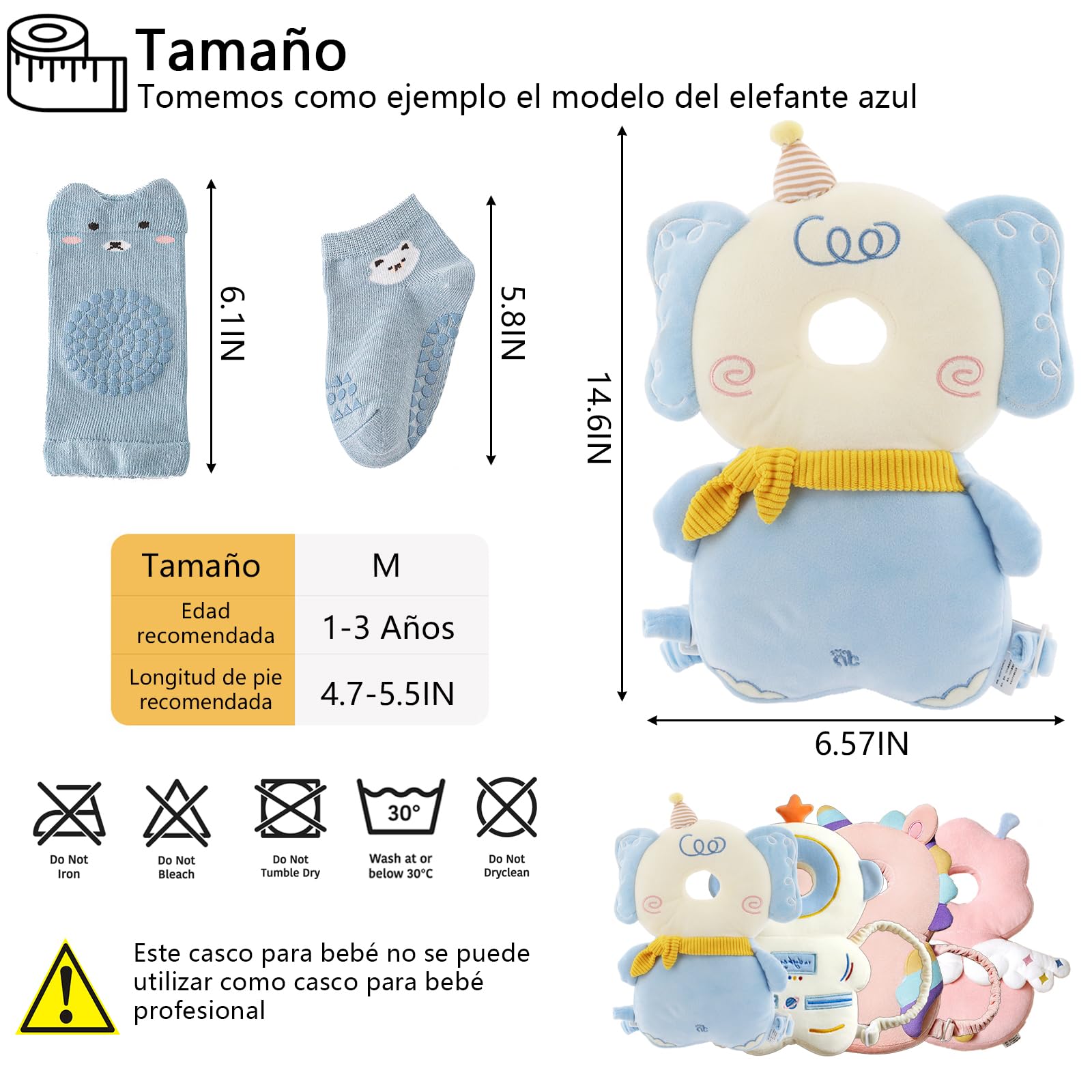 Mochila Protectora Ajustable con Calcetines Antideslizantes y Rodilleras Alta Elasticidad para Bebés de 0 a 3 Años