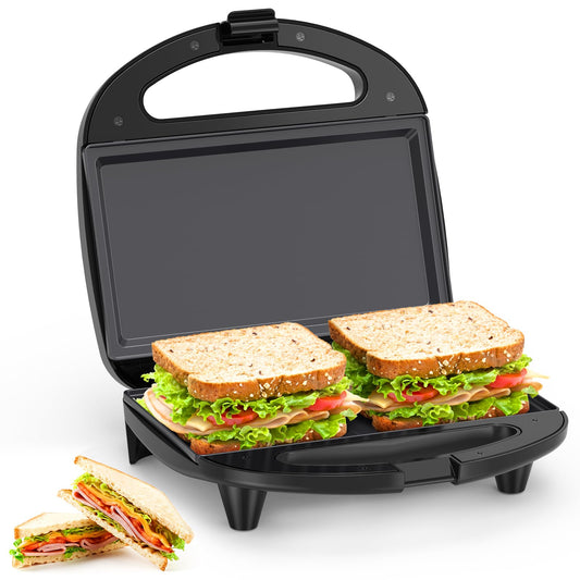 Sandwichera Eléctrica Snailar Negro con Placas Antiadherentes y Mango Cool Touch Multifuncional