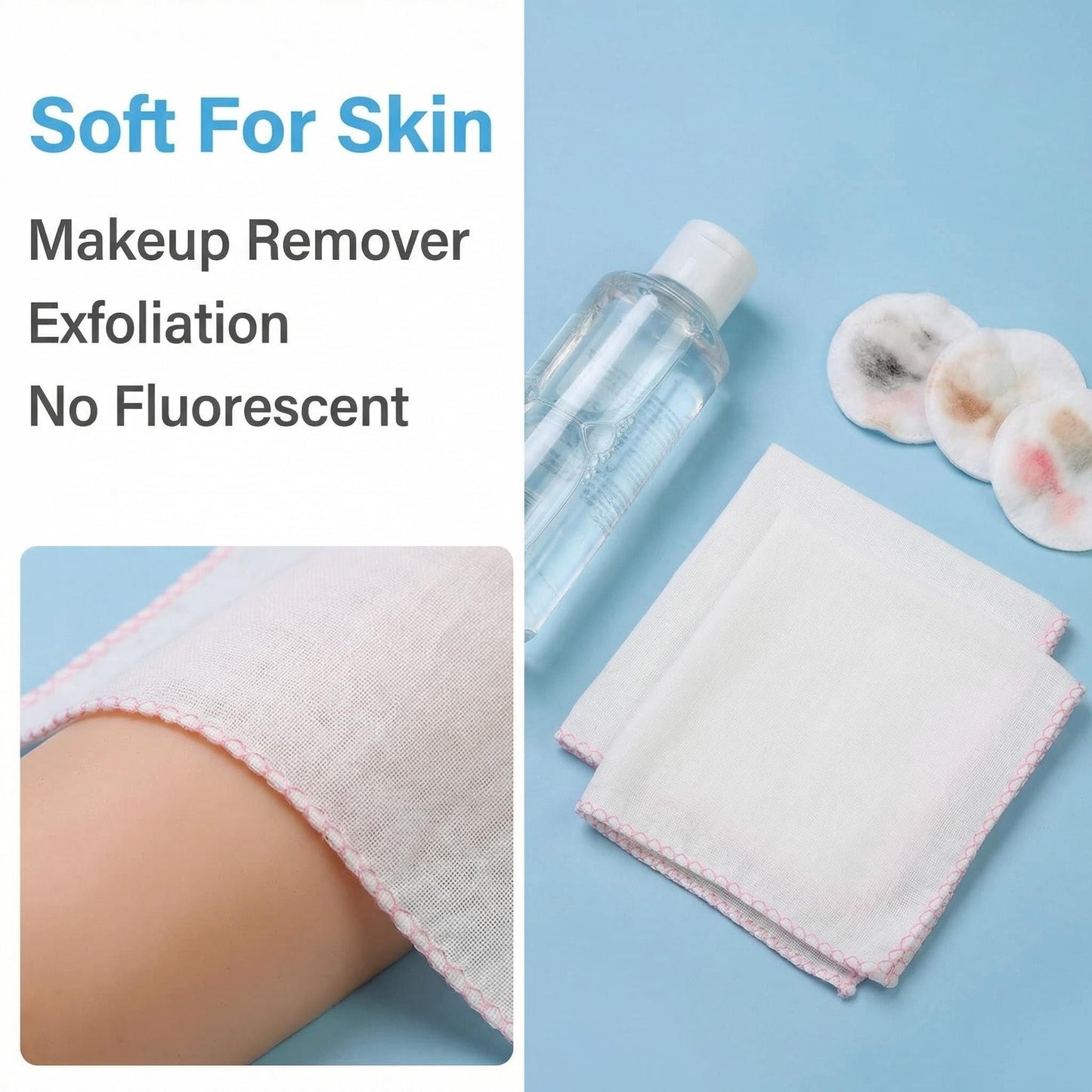Yaosan- Paquete de 20 paños de muselina ecológicos para limpieza facial, de algodón suave, reutilizables, para quitar la suciedad de la cara