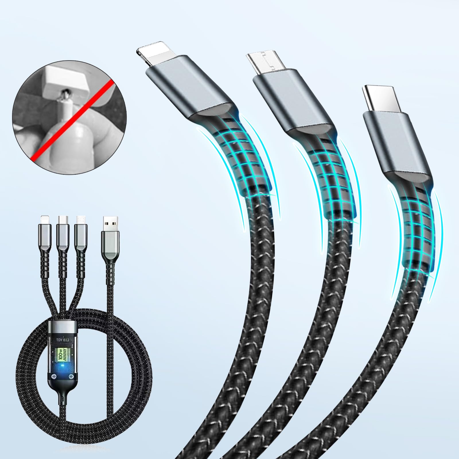 Cable de Carga Rápida USB C 100 W Ngff Carga Rápida Trenzado para iPhone16/15 Xiaomi Huawei