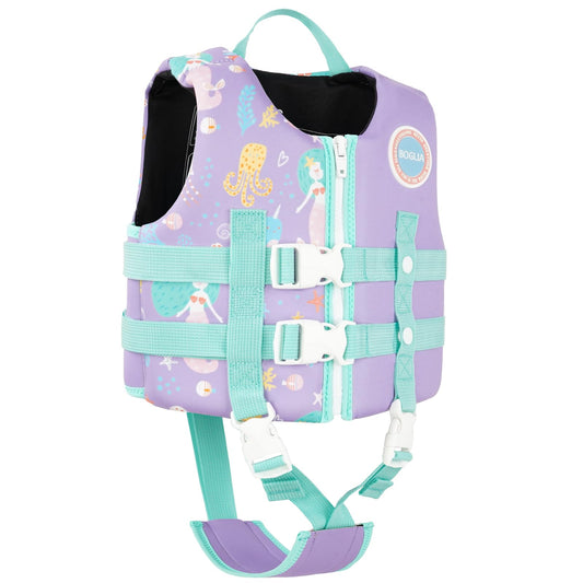 Boglia - Chaleco de natación para niños y niñas de 20-30-40-50-60-70-80-80 libras con correa de seguridad ajustable