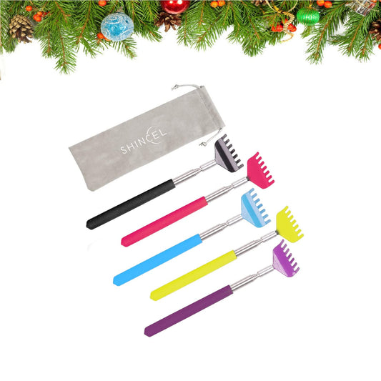 Back scratcher Extendable, Sturdy Metal Telescoping Backscratcher, Funny Christmas Stocking stuffers for Men, Dad, Grandpa,Packed with Nice Carrying Bag(Black, Pink, Blue, Yellow, Red, Purple)