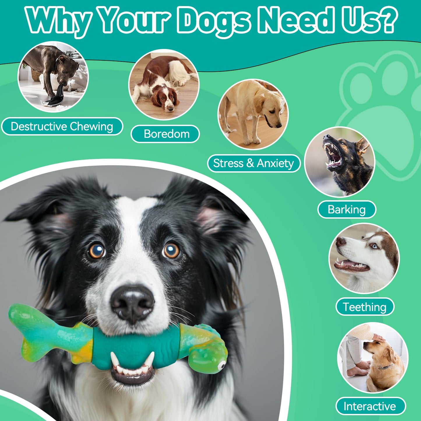 BIKIISEN - Juguetes para perros para masticadores agresivos, juguetes interactivos para masticar perros grandes, juguetes indestructibles para mantenerlos ocupados, juguetes para perros chirriantes,