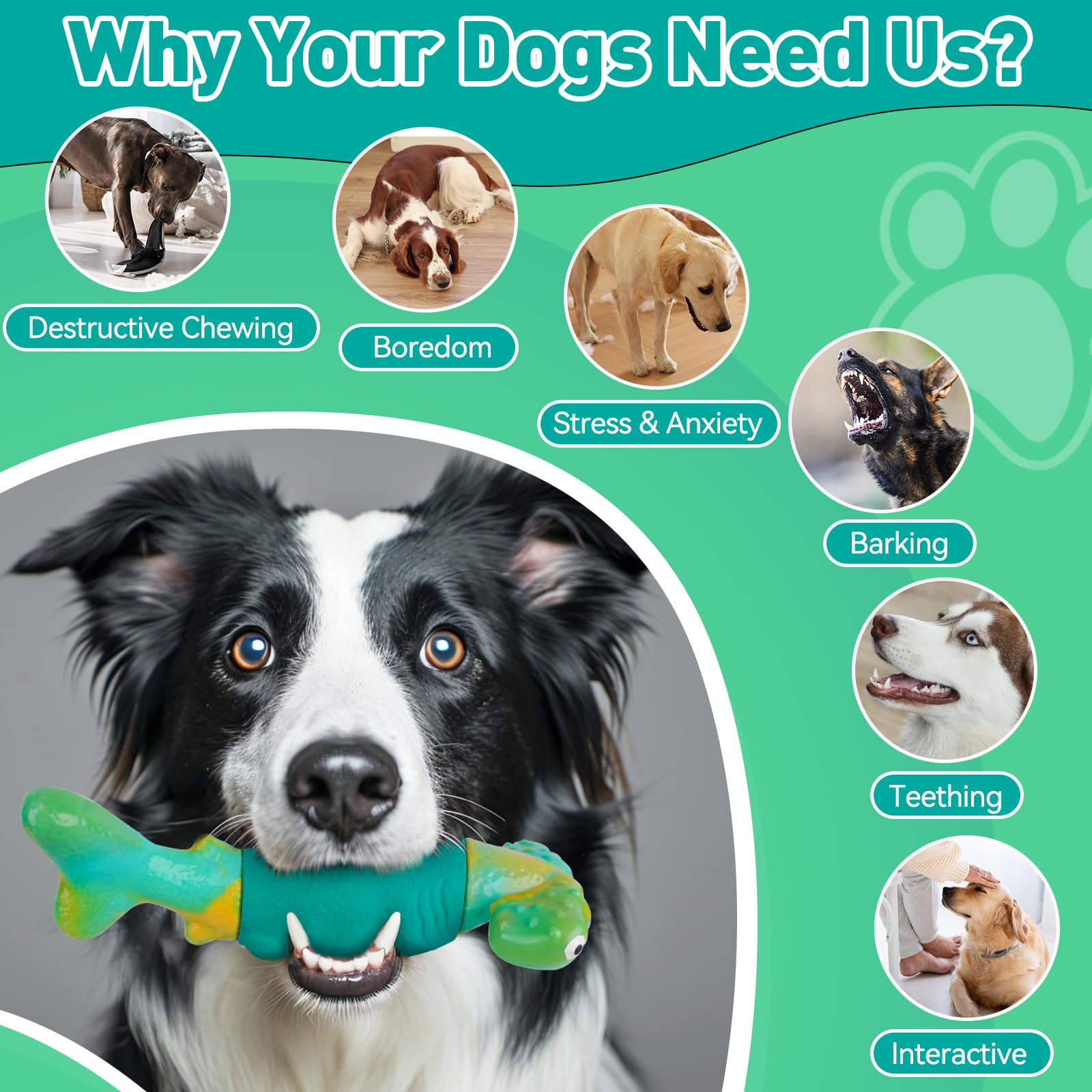BIKIISEN - Juguetes para perros para masticadores agresivos, juguetes interactivos para masticar perros grandes, juguetes indestructibles para mantenerlos ocupados, juguetes para perros chirriantes,