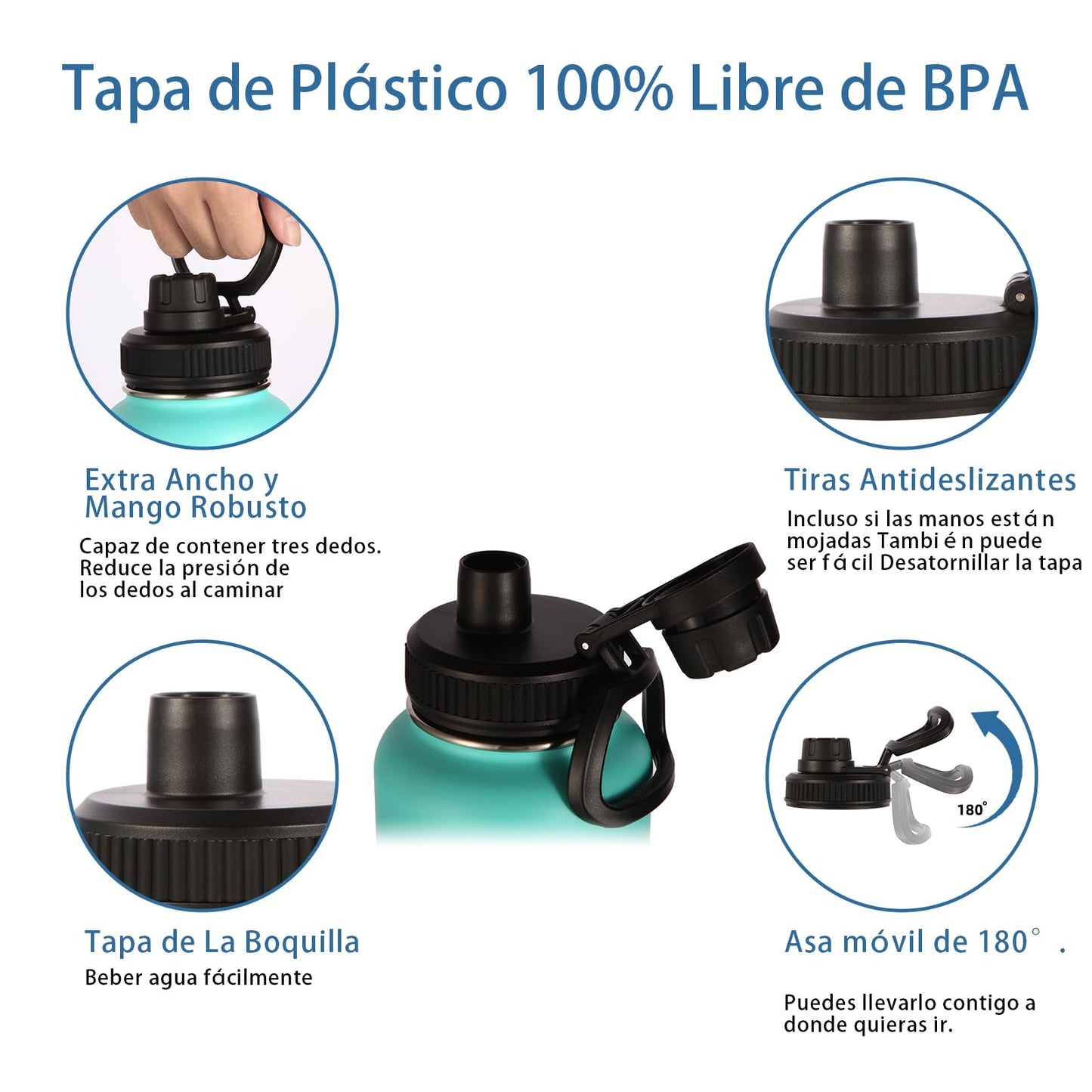 Botellas de Agua Volhoply Degradado con Mango de Paracaídas y Tapa de Boquilla, Acero Inoxidable, 40 Onzas, Paquete de 4 Unidades
