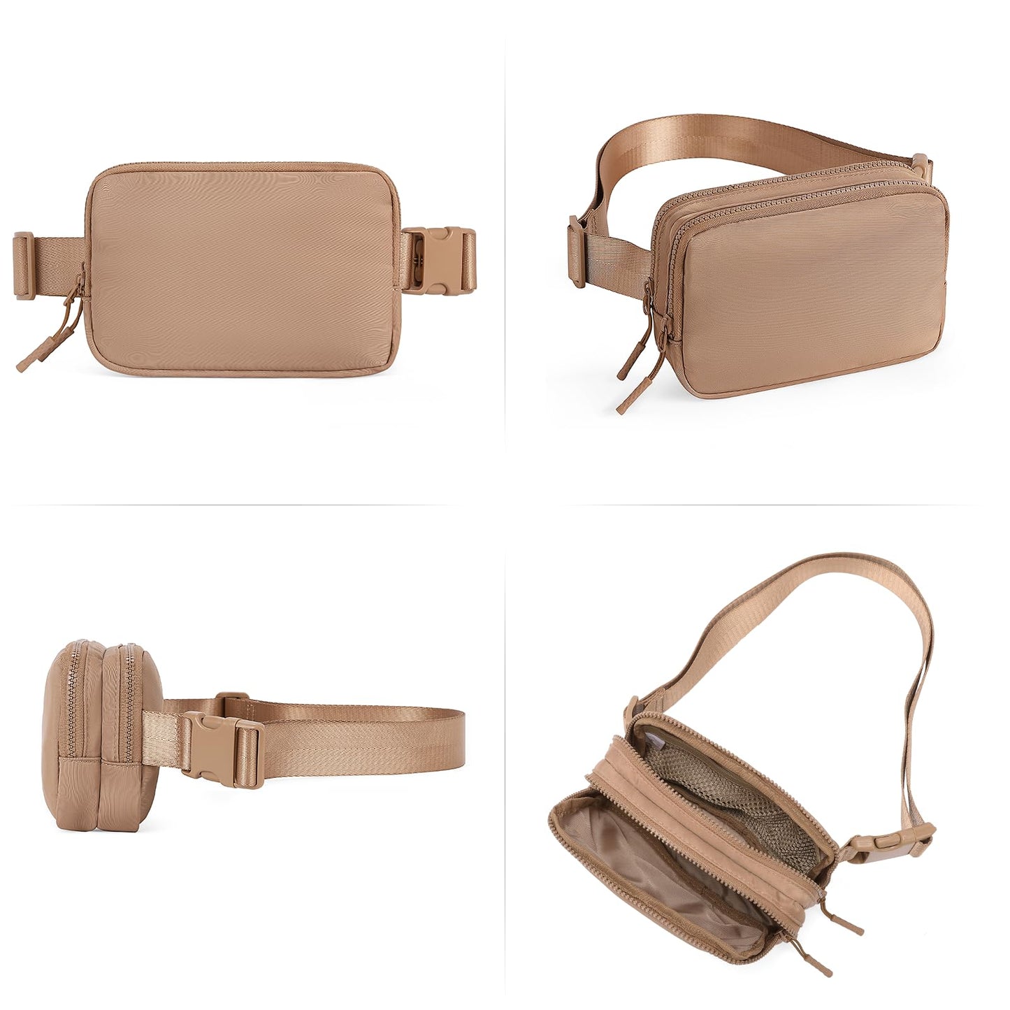 CLUCI - Riñonera pequeña para mujer, bandolera en todas partes de moda, riñonera para mujer con correa ajustable, A1- marrón, Pequeño