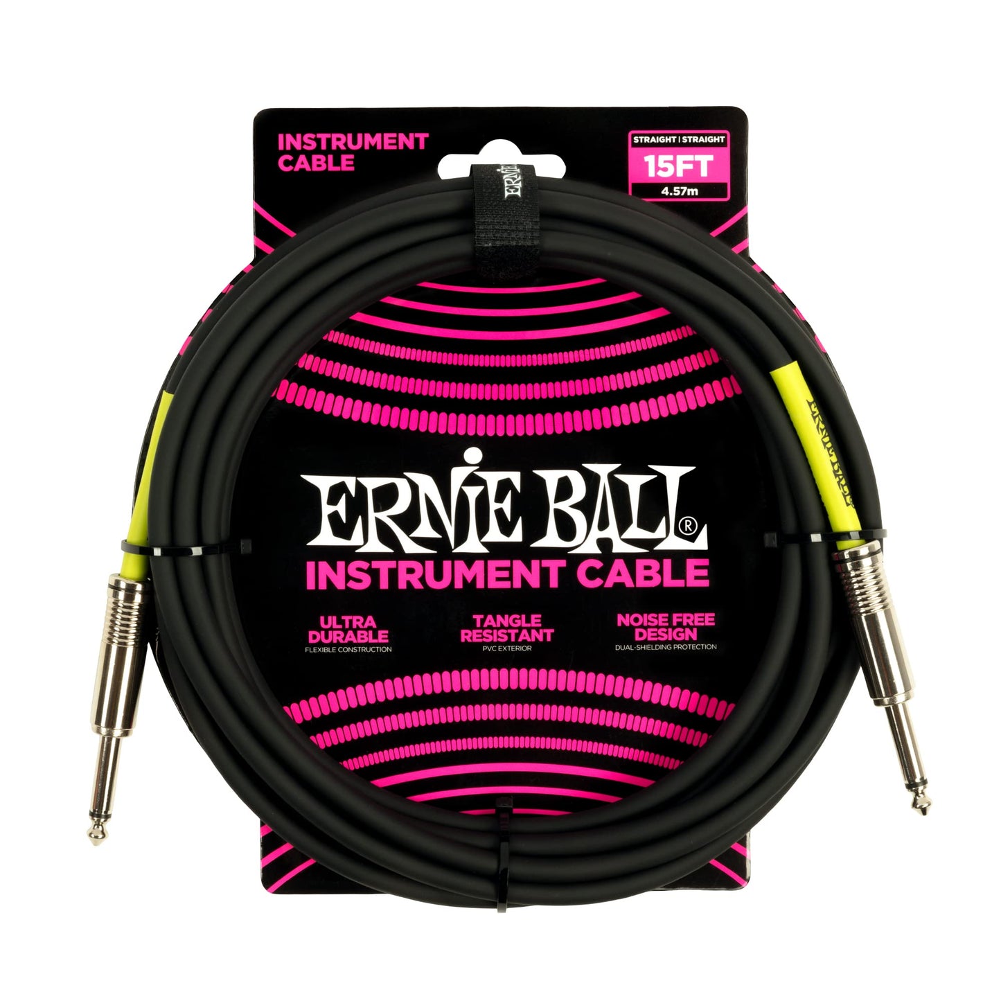 Cable para Instrumentos Ernie Ball Negro 4,6 m Recto a Recto