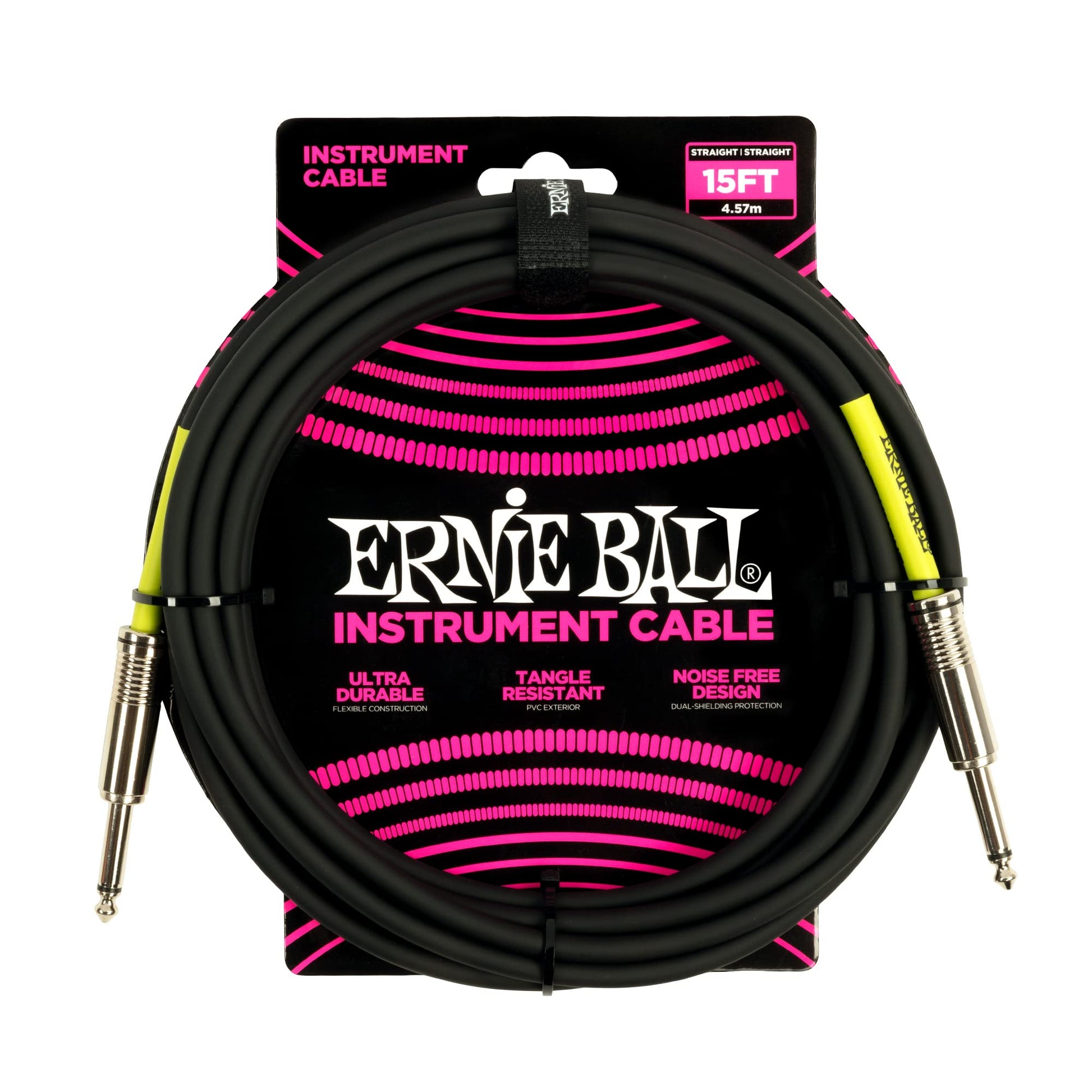 Cable para Instrumentos Ernie Ball Negro 4,6 m Recto a Recto