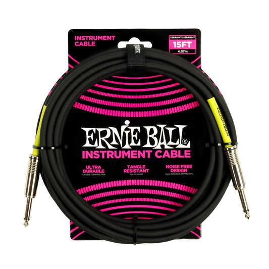 Cable para Instrumentos Ernie Ball Negro 4,6 m Recto a Recto