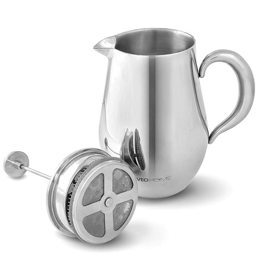 Cafetera de Pistón VeoHome Acero Inoxidable Irrompible 1 Litro