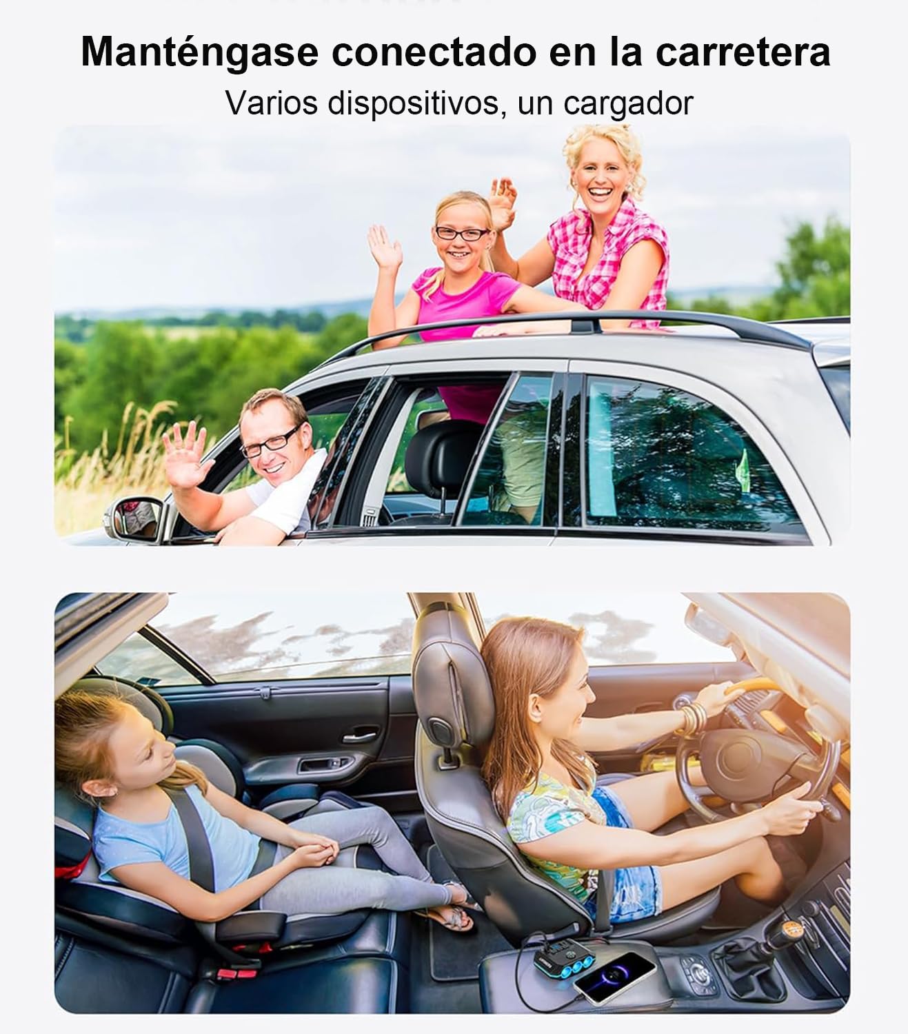 HXIIY Divisor de Enchufe para Encendedor de Cigarrillos de Coche, Multifuncional con Protección contra Sobretensión, Salida USB Tipo C para Teléfonos Tabletas, Cargador de Coche Multifuncional