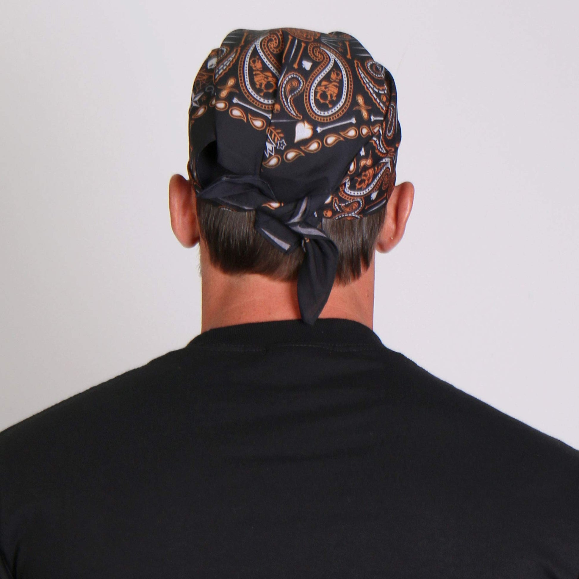 Hot Leathers - Bandana de calavera de cachemira (negro/naranja, 21 x 21 pulgadas)