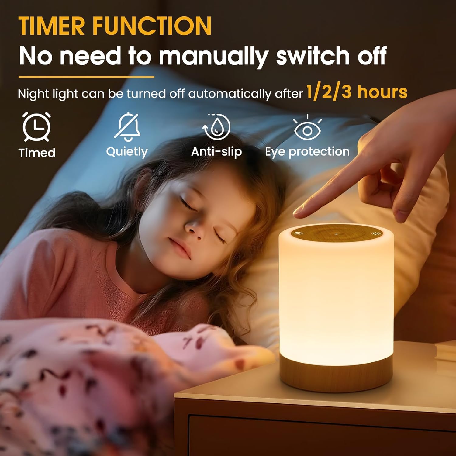 Lámpara de Noche, Sepper Lámpara de Mesita de Noche USB Recargable Regulable, 5 Niveles de Brillo 256 Colores RGB, Control Remoto y Control Tactil Lampara Ambiente Lámpara de Mesa para Decoración