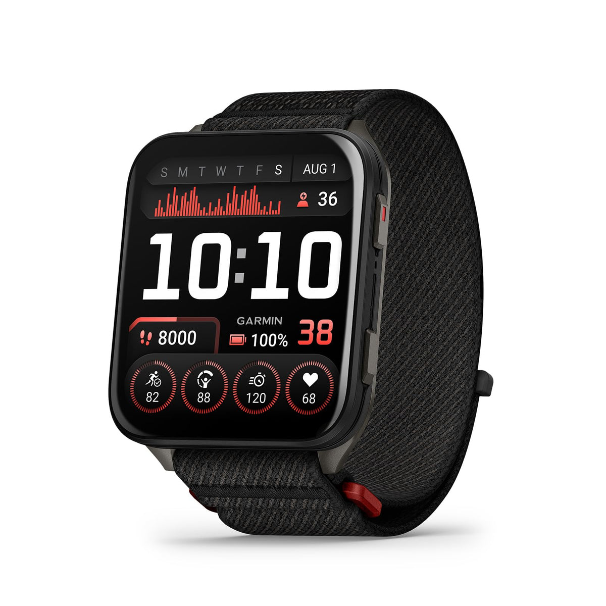 Reloj Inteligente GPS Garmin Venu Negro Fondo Titanio Banda Nailon Delgado y Ligero con AMOLED y Salud Avanzada