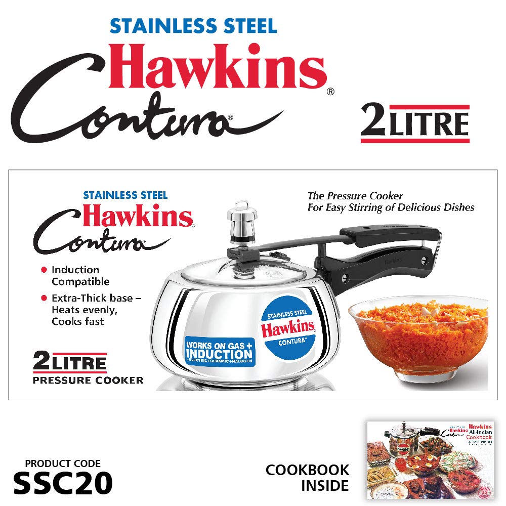 Hawkins SSC20 olla de presión de acero inoxidable, 2 litros, color plateado