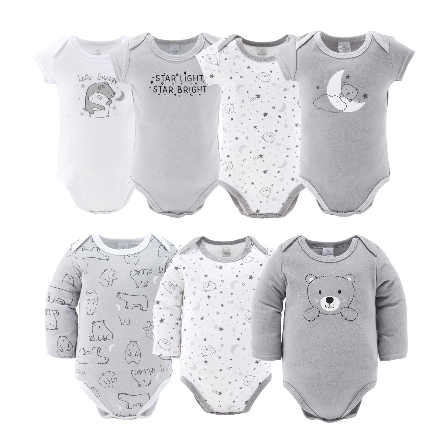 The Peanutshell - Juego de regalo de canastas para bebés y niñas, juego de regalo de 23 piezas, ropa y artículos esenciales para recién nacidos, ropa de niña de 0 a 3 meses, gris celestial y oso