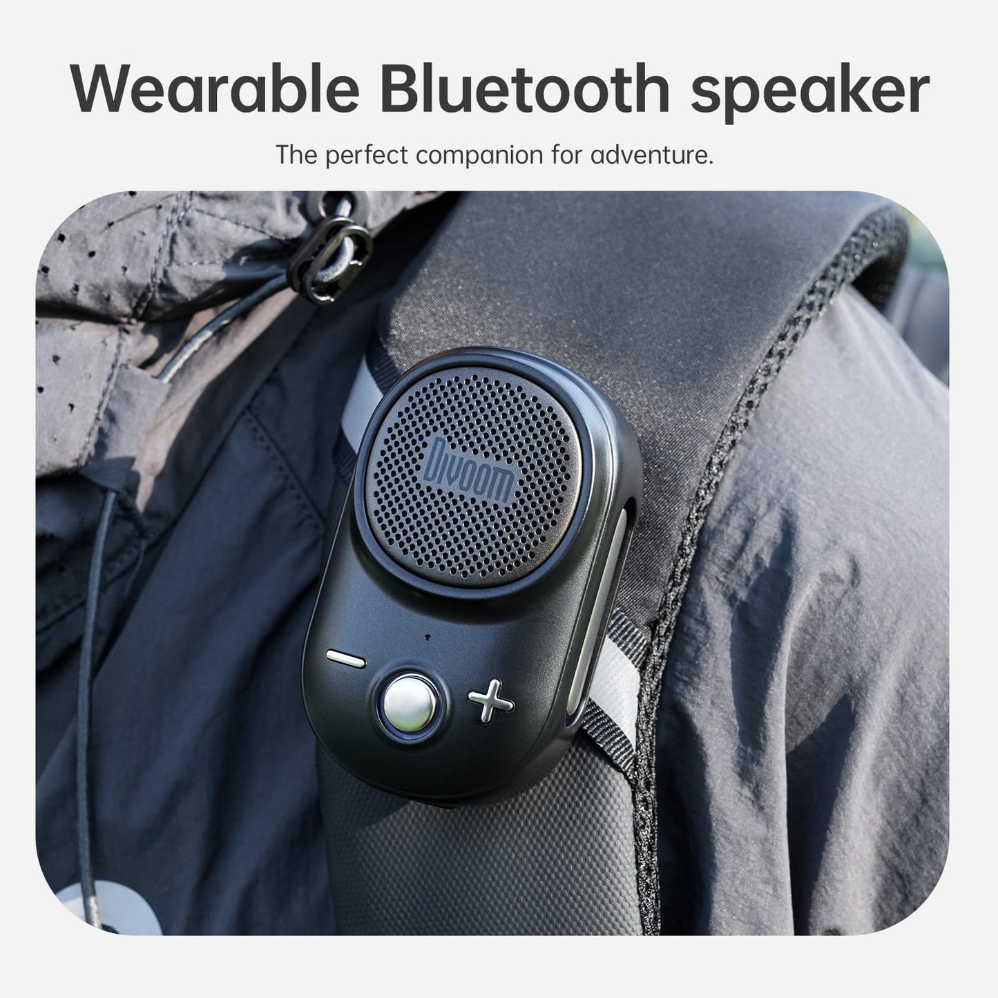 Divoom Itour-S Mini Altavoz Bluetooth portátil con micrófono, Altavoz portátil con Clip, Audio Grande y Graves impactantes, IP67 Impermeable, Tiempo de reproducción de 10 Horas, para el Lugar de