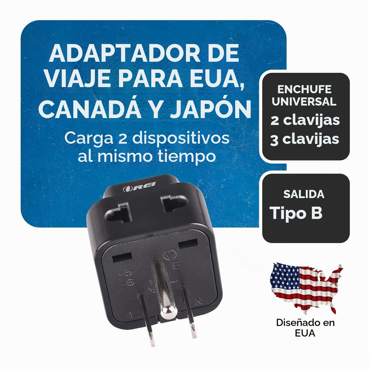 Adaptador Universal Tipo B Orei Negro 2 en 1 Juego de 4 Piezas