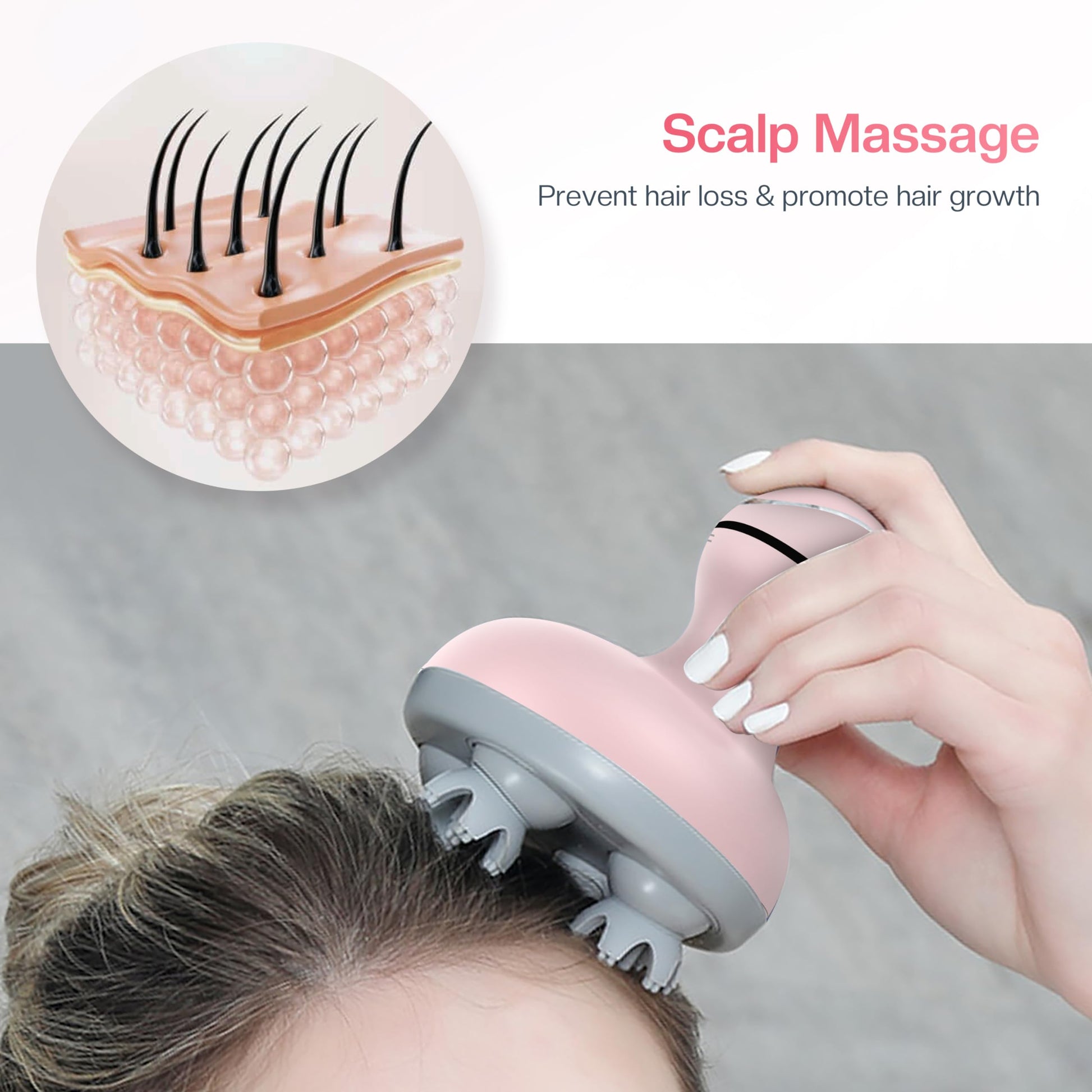 COMFIER Masajeador De Cuero Cabelludo Crecimiento Del Cabello, Masajeador De Cabeza Impermeable Scalp Stress Relax Con 84 Nodos De Masaje, Rascador De Cabeza Portátil, Masajeador Amasador De