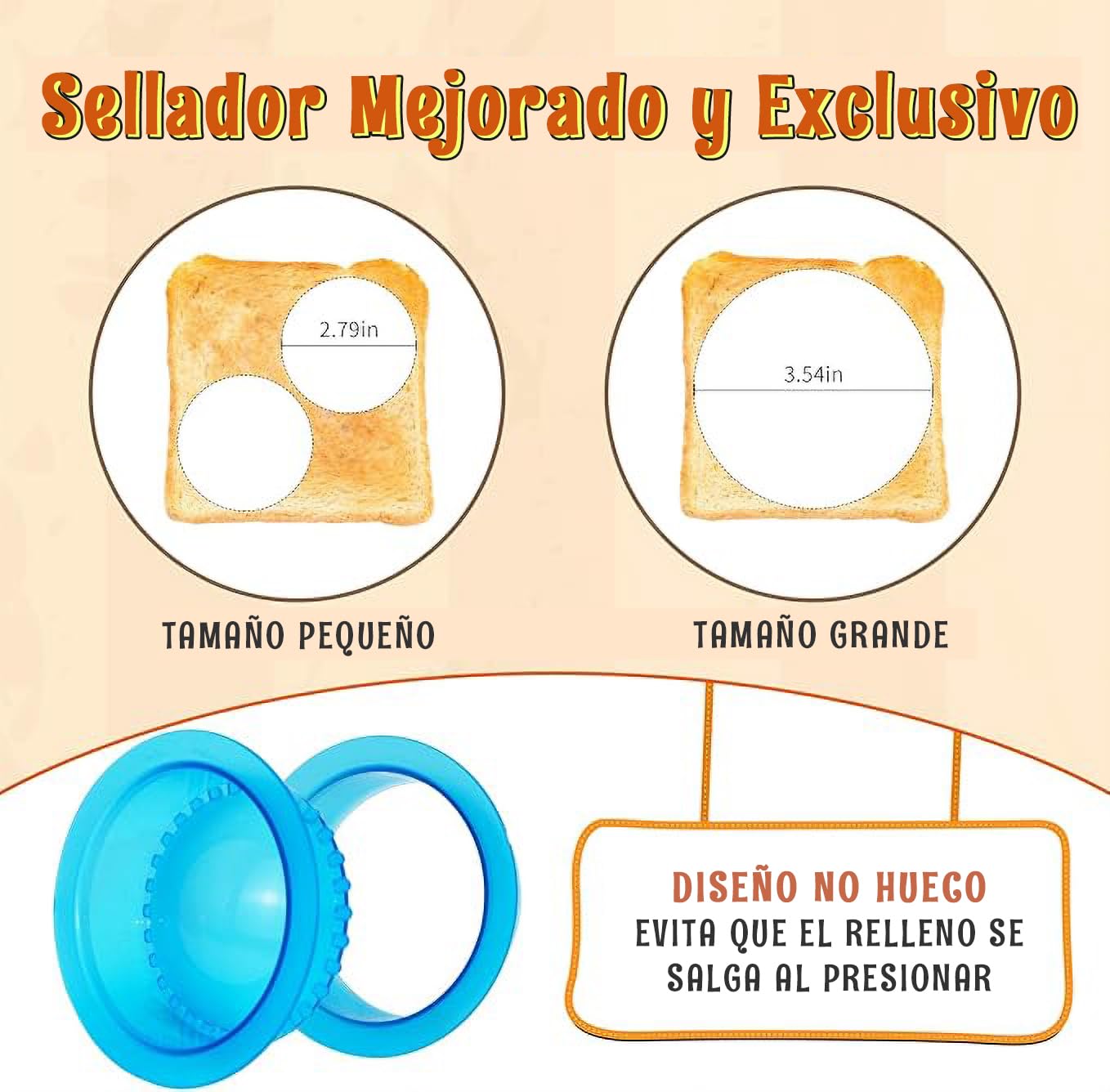 Set de Cortador y Sellador U Chef Azul para Sándwiches y Panqueques sin Corteza para Niños y Niñas