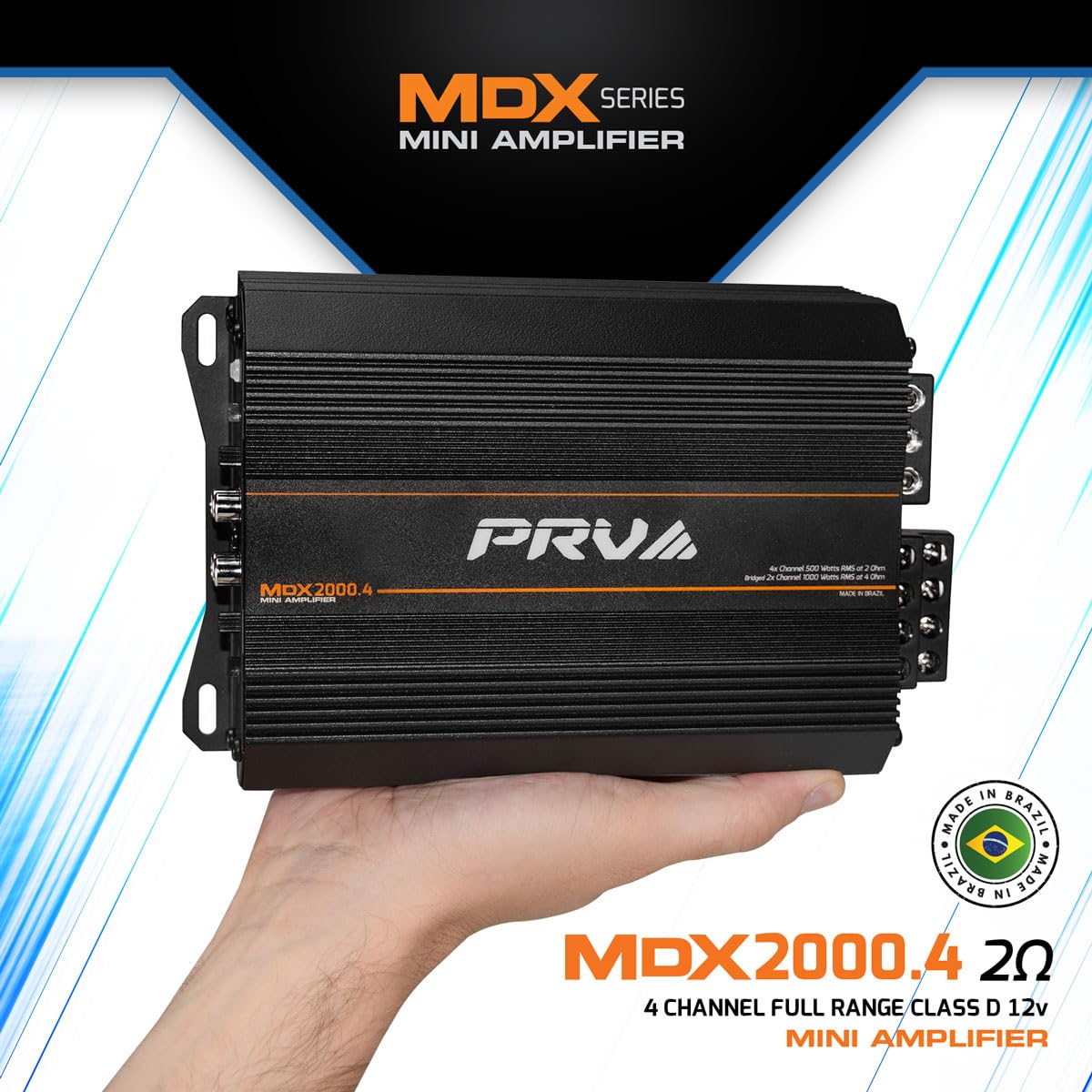 Amplificador de Audio para Coche PRV Audio MDX2000.4 Negro 4 Canales 2000 Vatios para Deportes de Potencia y Motocicletas