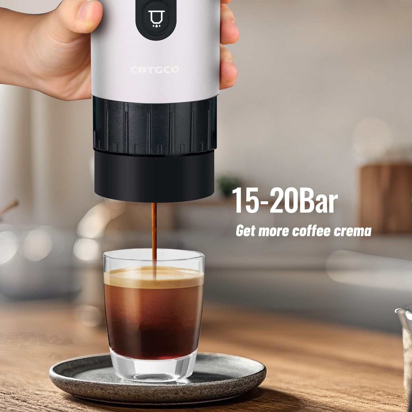COTGCO - Cafetera portátil para viajes: cafetera portátil, autocalentamiento, haz 8 tazas de café de una carga, café en cualquier momento - Compatible con cápsulas Nespresso - Blanco