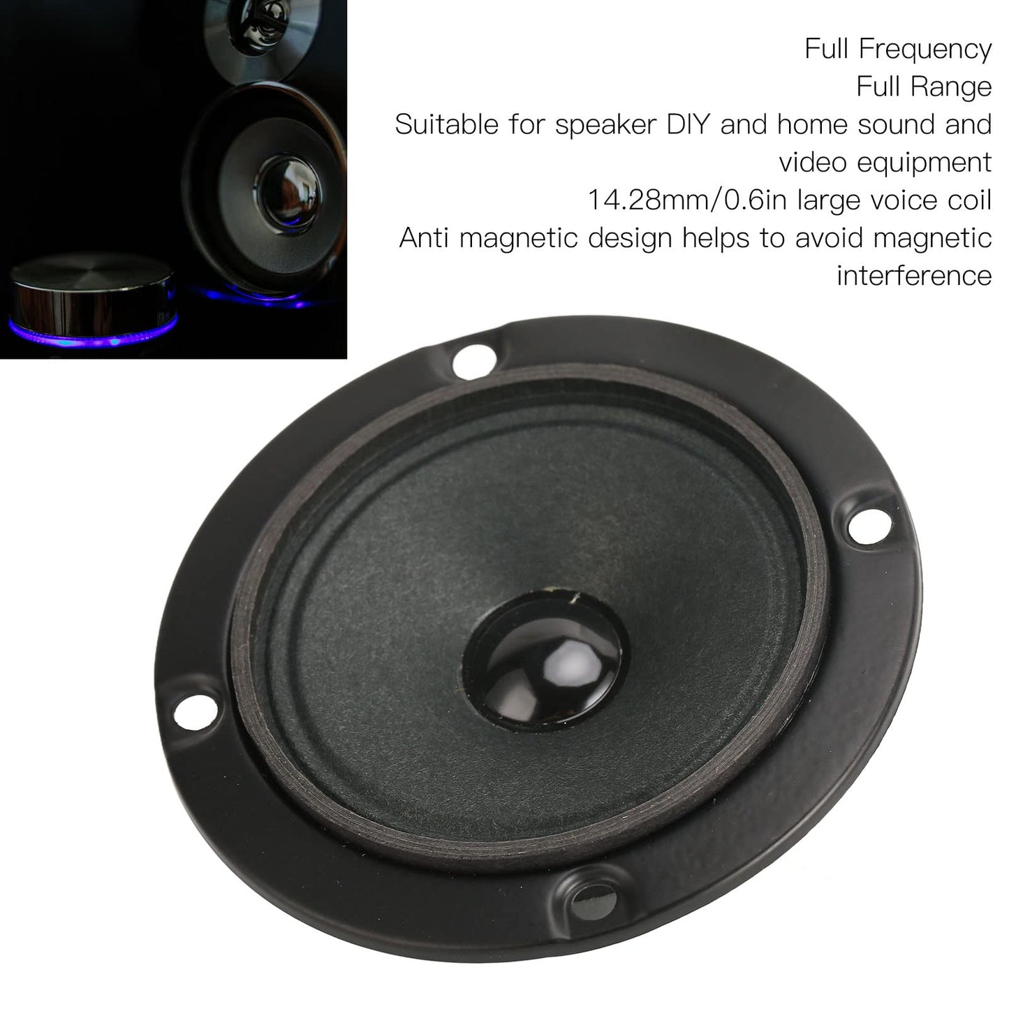 Hosi Altavoz de Rango Completo y Tweeter de 3 Pulgadas - Resistente a Imanes, Bobina de Voz Grande, 4 Ohmios para DIY