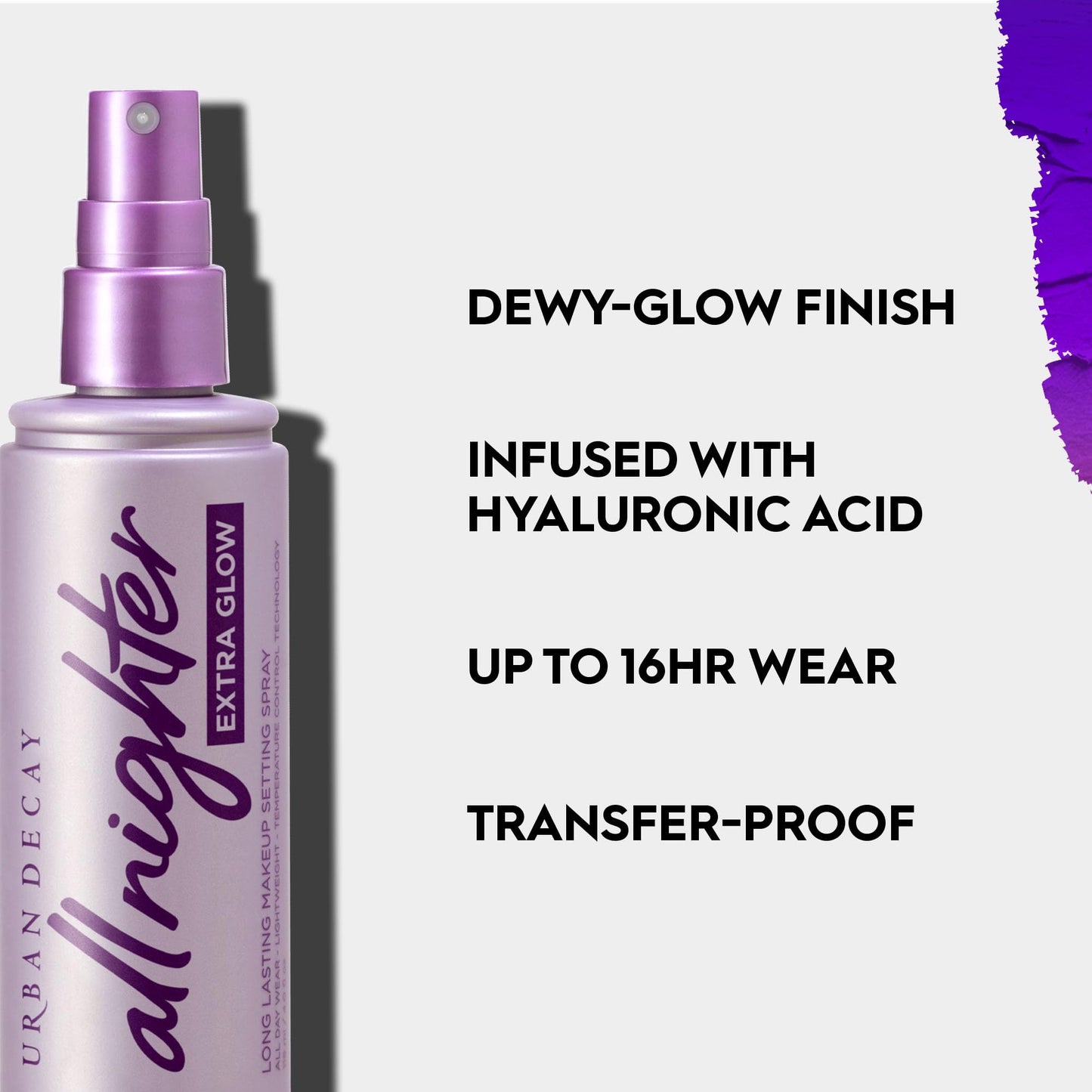 Urban Decay All Nighter Setting Spray Ultra Glow fijador de maquillaje hasta por 16hrs acabado glow, 118ml