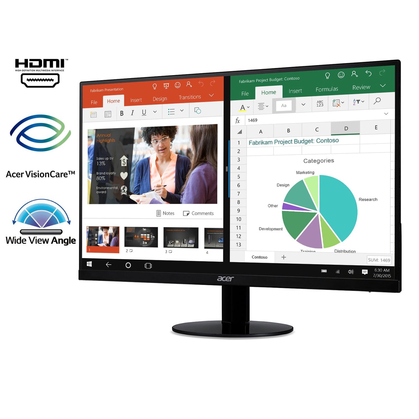 Monitor acer Negro Ultradelgado con AMD Radeon FREESYNC y 1 ms para Juegos