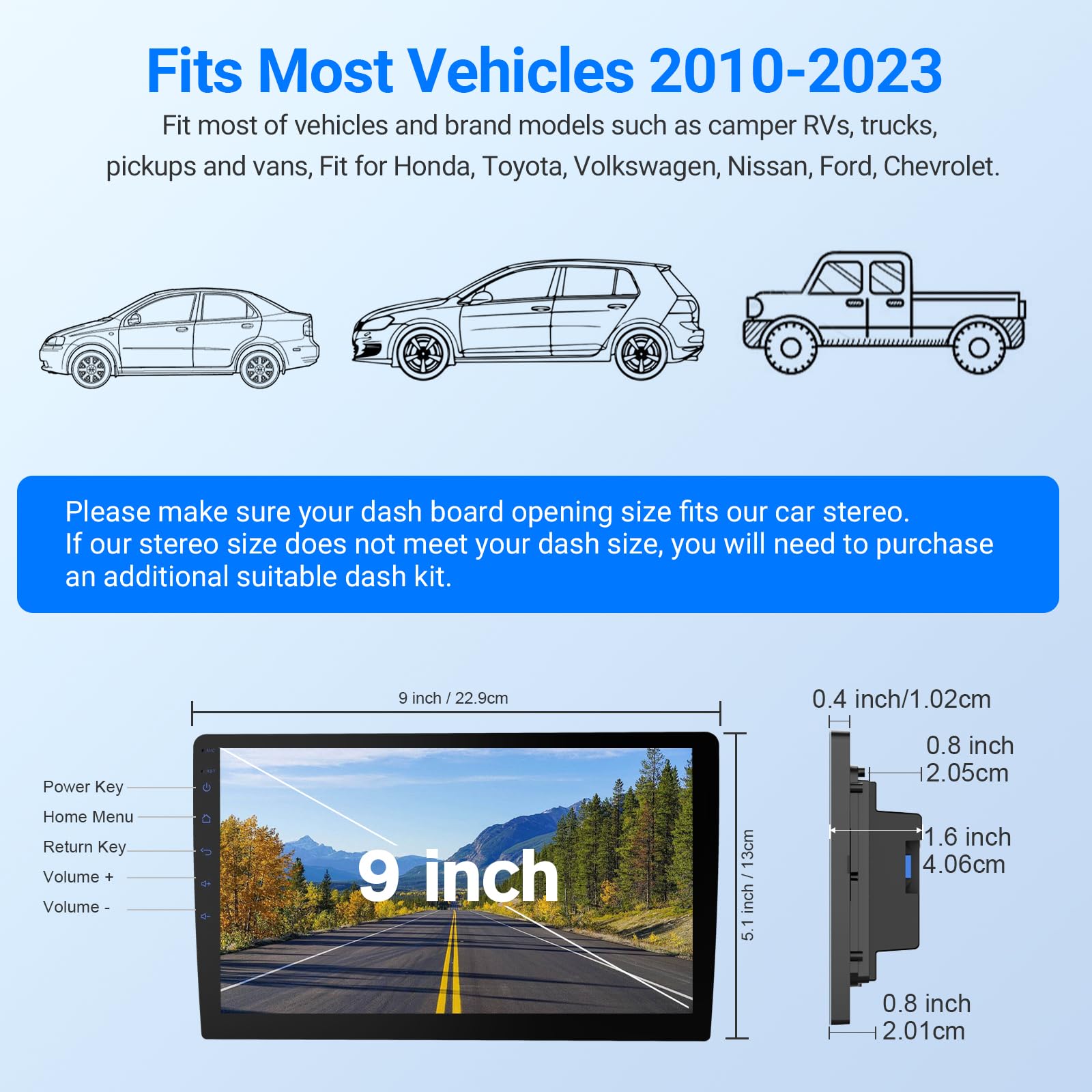 9 Inch Android 13 Car Stereo with 4G LTE, 14-Band DSP EQ, 1280x720 HD Touchscreen, MirrorLink & Dual USB - Bluetooth 5.0, Support GPS/WiFi/DVR/APK Installation, Fit for Most Cars 2010-2023