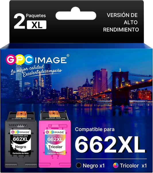 Cartuchos de Tinta GPC Image Negro y Color Compatibles con HP 662 662XL para DeskJet Ink Advantage 1015 1515 2515 2545 2645