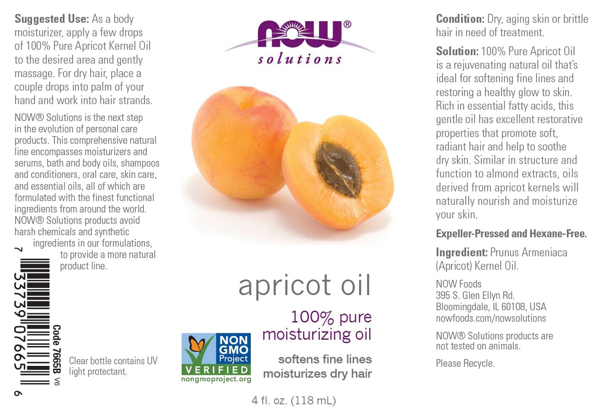 Now Foods | Apricot Oil, 4 Oz | Aceite de Albaricoque, 118 Ml