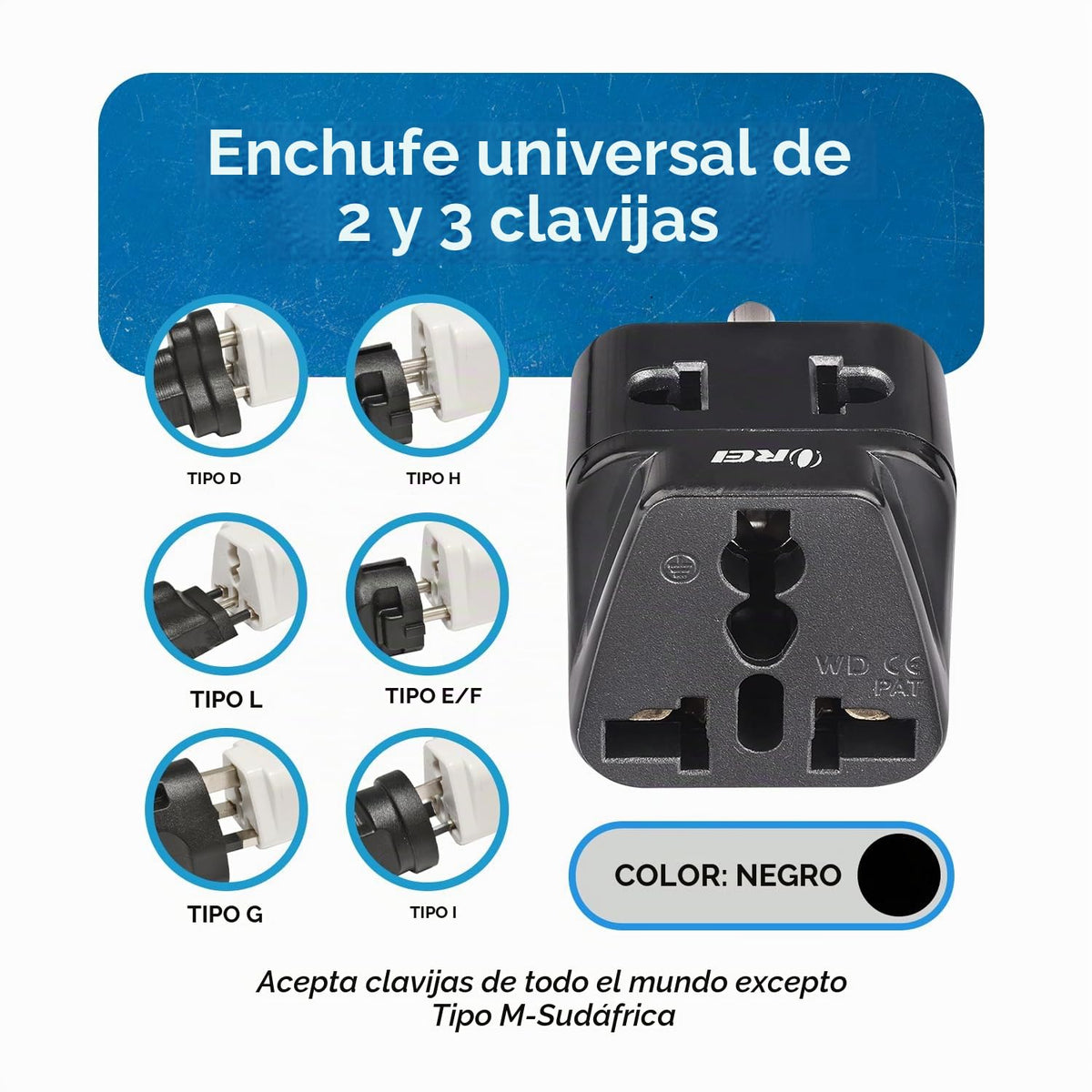 Adaptador Universal Tipo B Orei Negro 2 en 1 Juego de 4 Piezas
