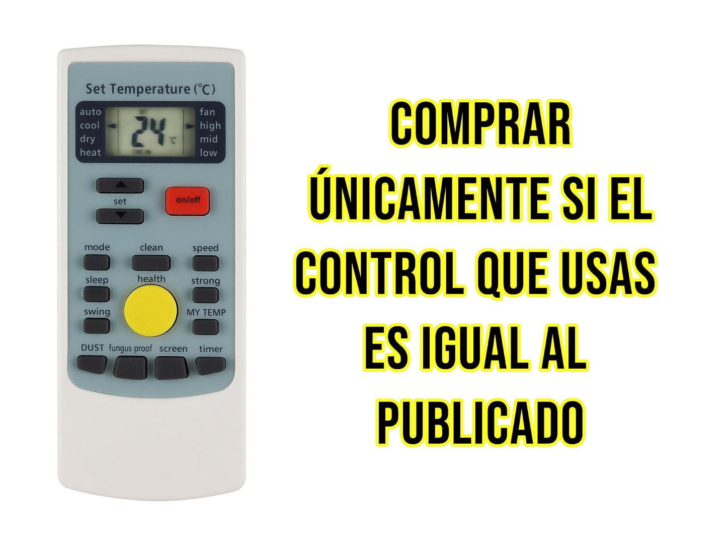 CONTROL EXPERT Control Remoto Compatible con Mabe Minisplit Aire Acondicionado Inverter Ykr-h/009e