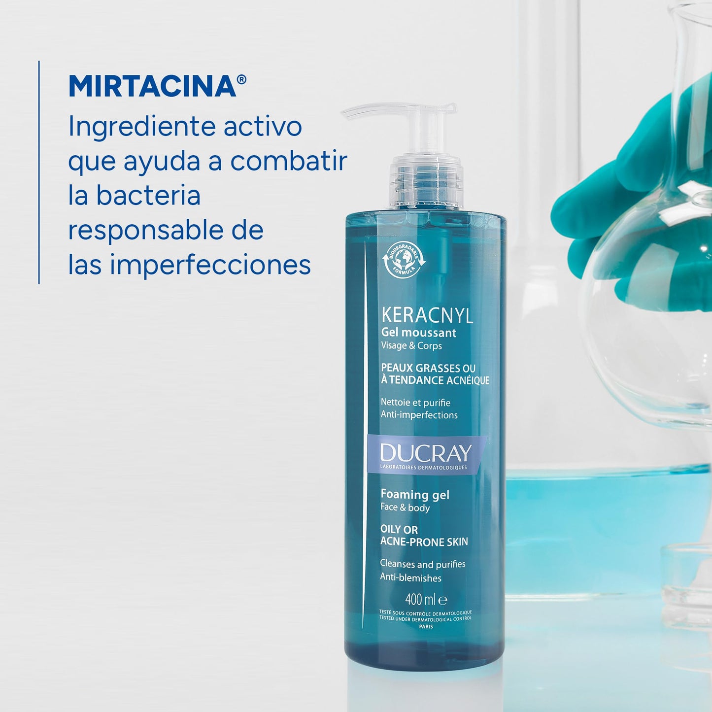 Ducray D-Keracnyl Gel Limpiador Anti-Acne, 400 ml