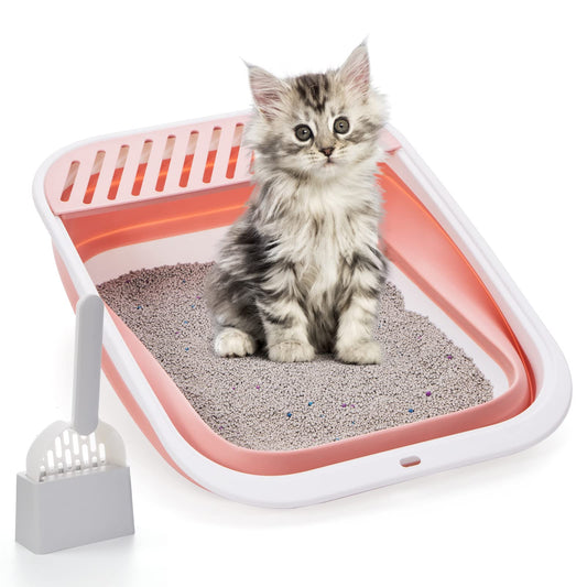 Caja de Arena Plegable TomteNisse Grande Ajustable Antisalpicaduras sin Olor para Gatos