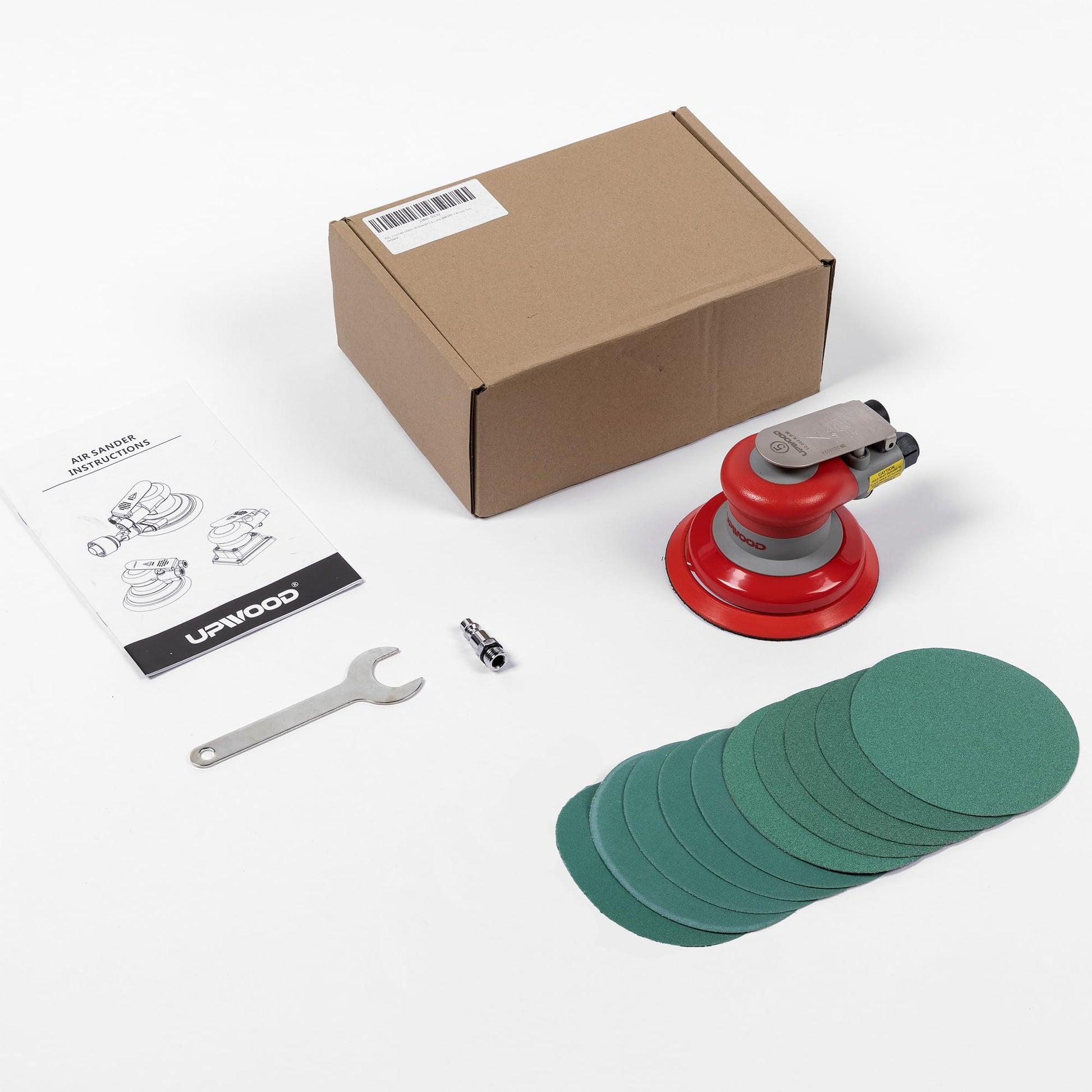 Lijadora orbital aleatoria neumática Lijadora de palma ligera de 5 pulgadas de diámetro órbita de 12000 RPM con 10 unidades de papel de lija extra