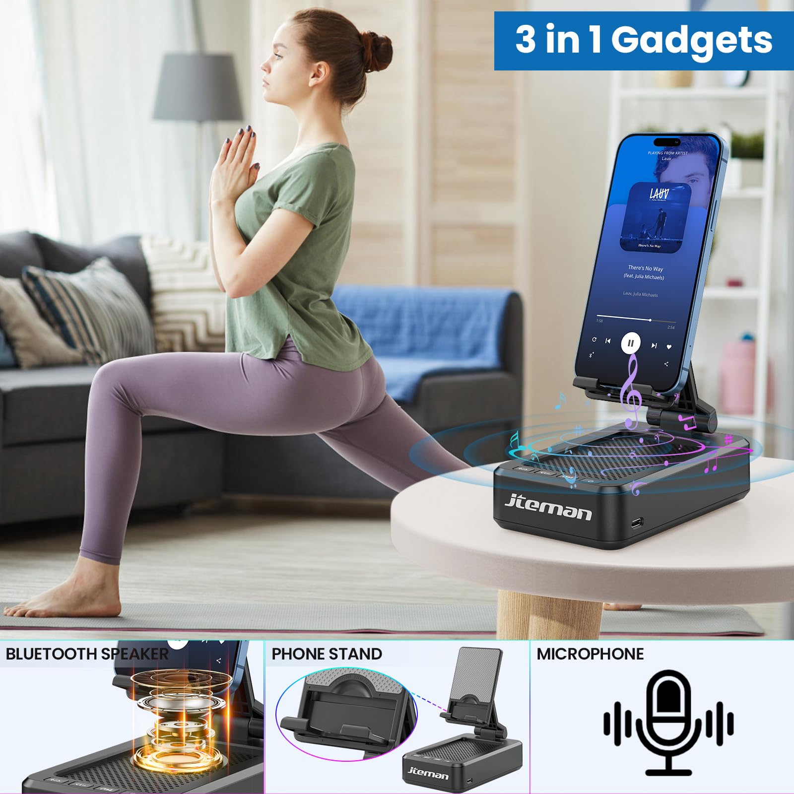 Soporte para teléfono celular con altavoz Bluetooth inalámbrico y base antideslizante HD con sonido envolvente perfecto para el hogar y exteriores con altavoz Bluetooth para escritorio compatible con