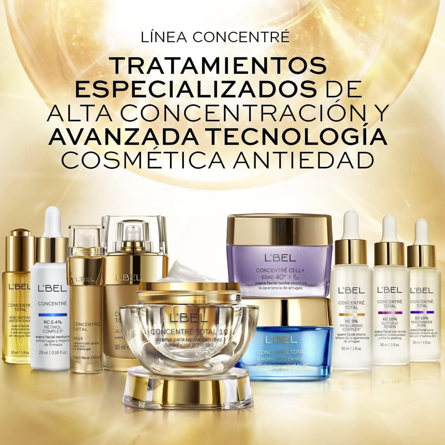 L'BEL - Concentré Sérum Facial 3% Complejo Ácido Hialurónico 30 ml, Efecto Relleno de Arrugas, Suero Facial Hidratante Intensivo, Piel Rejuvenecida y Más Lisa, para Mujeres desde 30 Años