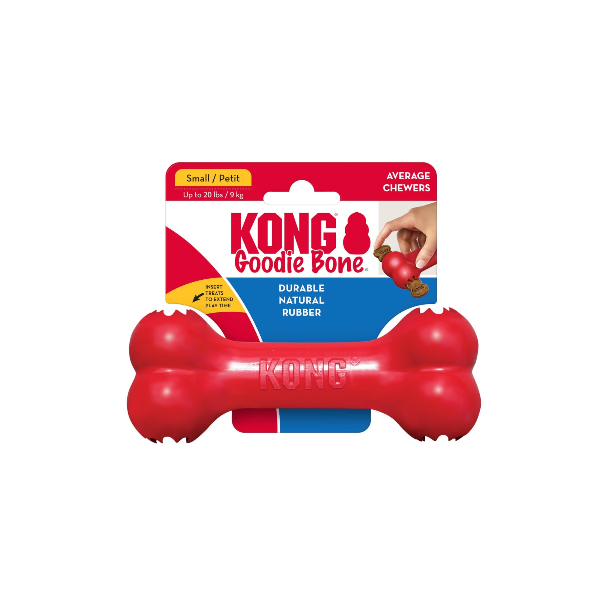 Kong Goodie Bone Juguete para Perro con Forma de Hueso, color Rojo, Chico
