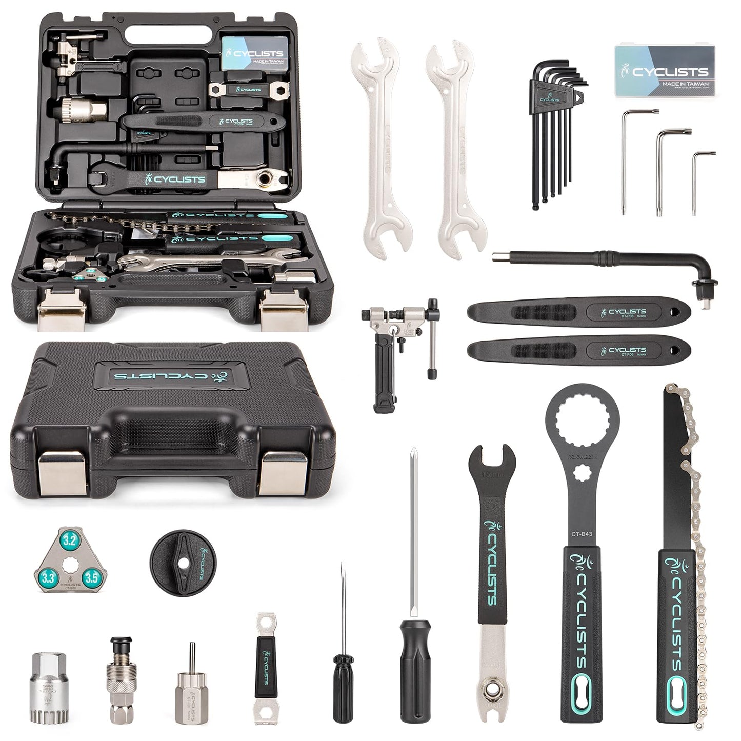 Kit de herramientas para bicicleta con estuche de almacenamiento – 22 piezas de herramientas de reparación de bicicletas – Herramientas de mantenimiento de bicicletas de carretera y bicicletas de