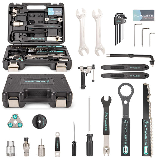 Kit de herramientas para bicicleta con estuche de almacenamiento – 22 piezas de herramientas de reparación de bicicletas – Herramientas de mantenimiento de bicicletas de carretera y bicicletas de