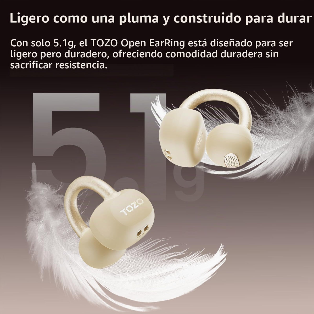Auriculares Inalámbricos TOZO Negro con Clip de Oído y Visualización Digital Inteligente 40H Play Bluetooth 5.4 para Mujer